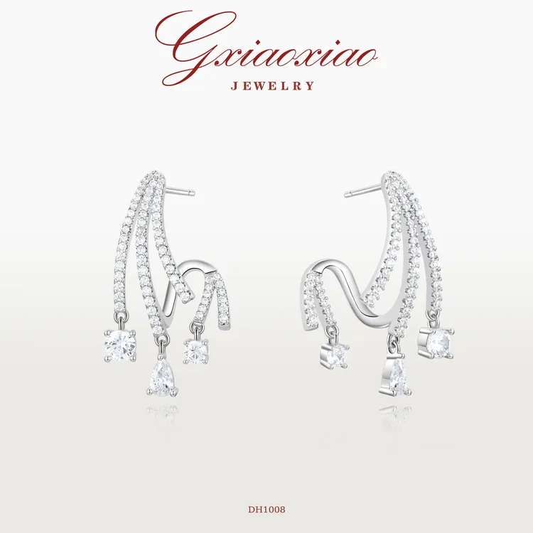 G XIAOXIAO 镀K金 轻奢设计师感灵动水滴不规则耳环DH1008