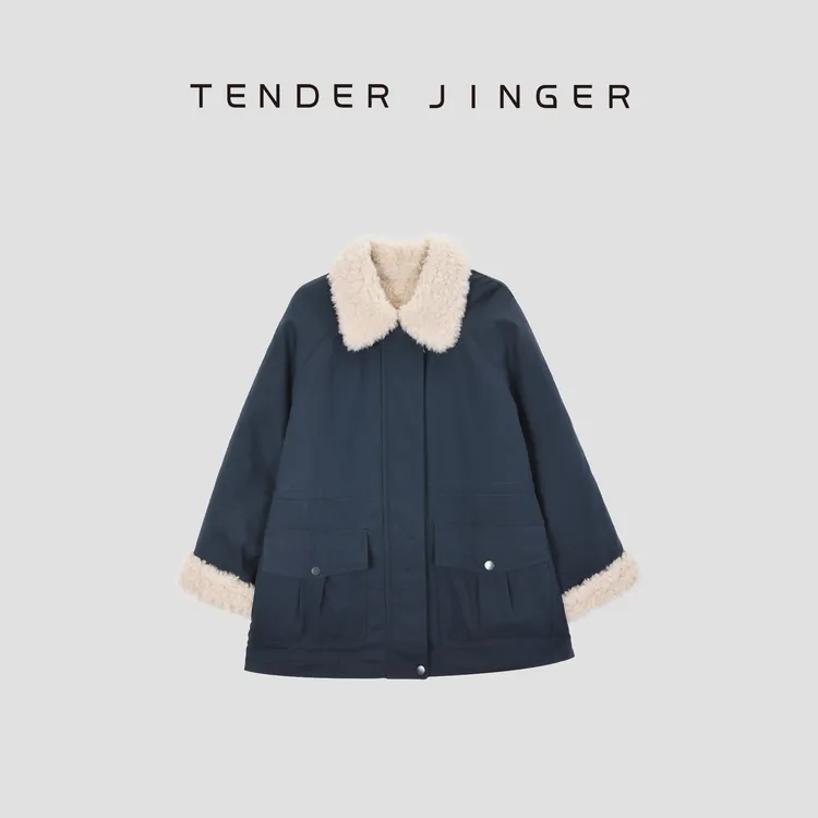 Tender Jinger｜线下专供 绵羊毛廓形翻领撞色保暖外套T54XLK50242