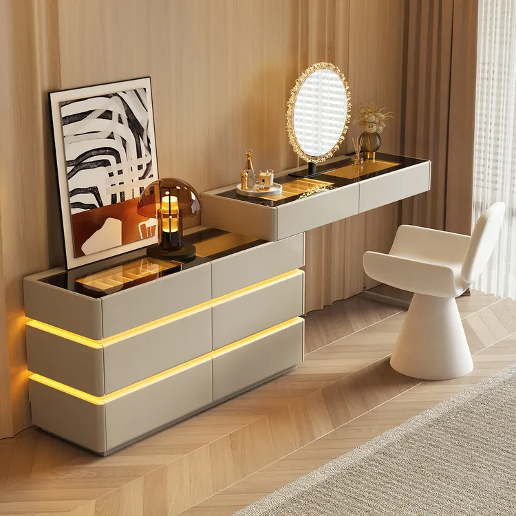 七号公寓意式极简梳妆台家用斗柜一体卧室床尾轻奢高级感化妆桌