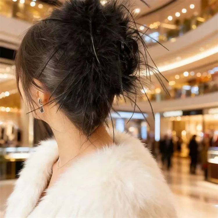 法式ins气质毛毛发夹休闲风头发夹女简约抓夹发饰头饰