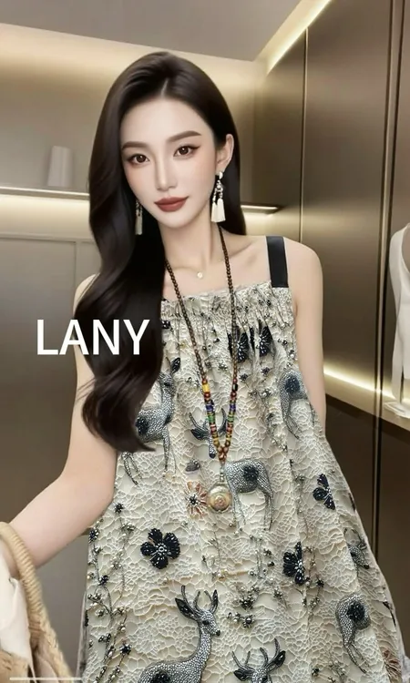 【花与鹿】印花吊带连衣裙新款无袖气质时尚碎花显瘦女装
