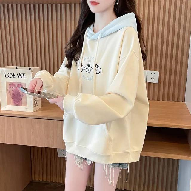 早春连帽卫衣女2025新款春秋韩版宽松薄款初中生百搭撞色上衣外套