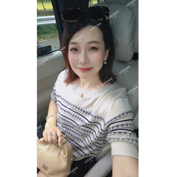 【刘营专属】夏季莱赛尔天丝提花圆领针织短袖