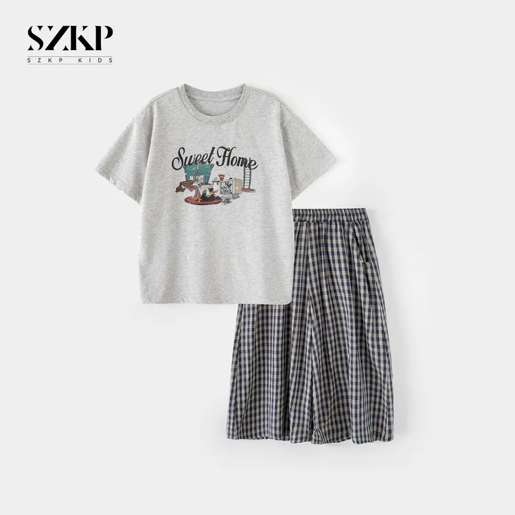 SZKP夏季新款女童薄款衣服中大童时尚潮款儿童短袖套装YNTX551588