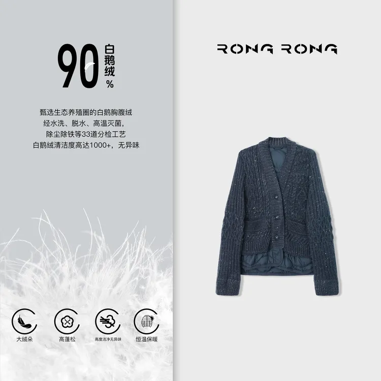 溶溶【星空鹅绒服】RONGRONG90白鹅绒羊毛混纺双重保暖羽绒服24076S