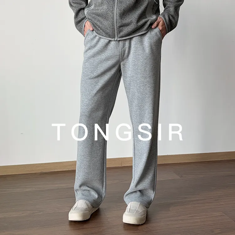 TONGSIR 【羊绒·肌肤裤】垂感抗皱秋冬卫裤男直筒休闲裤加厚长裤子