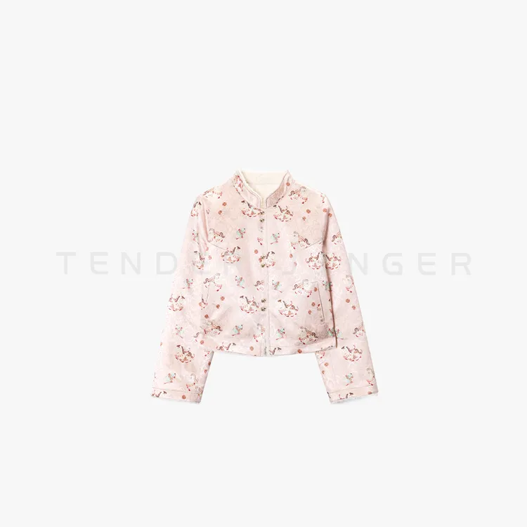Tender Jinger｜线下专供 粉棠雪绒双面穿新中式外套T54MDD50727