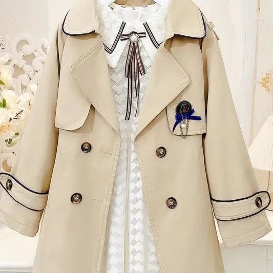 韩版女孩风衣童装女童中大童春秋装儿童学生款2025新款长