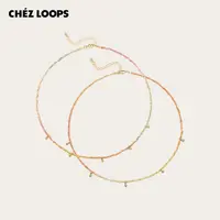 非金属涤纶项链 CHEZ LOOPS光影绚烂渐变编绳项链 原创金属锁骨链