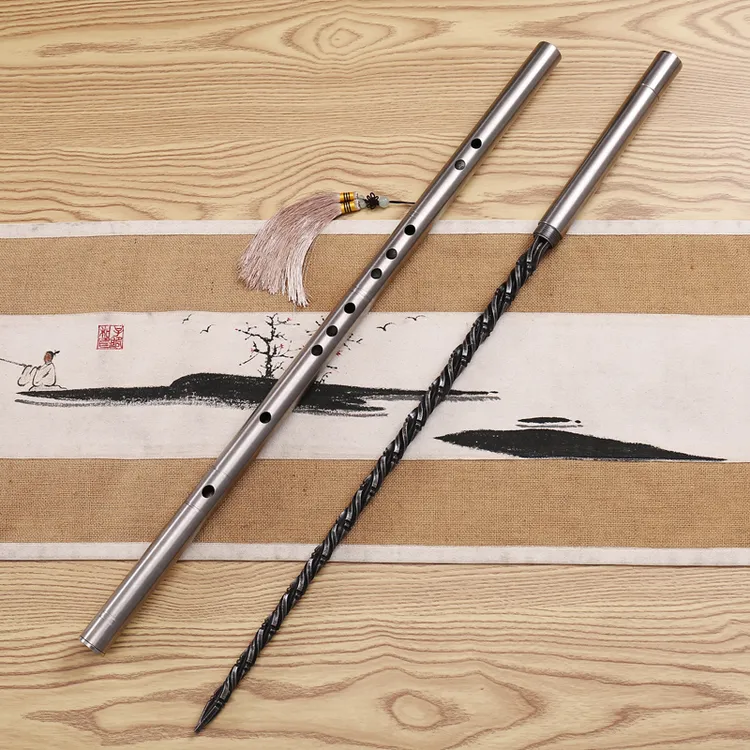 钢笛子横笛金属反接笛子龙骨锏新手业余演奏练习不锈钢防身笛子