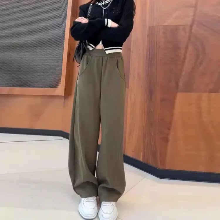 香蕉直筒裤女2025秋季新款高腰宽松显瘦休闲拖地阔腿弯刀长裤子潮