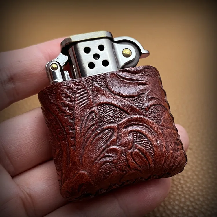佐罗506手工复古唐草植鞣皮打火机头层牛皮复古男士生日礼物