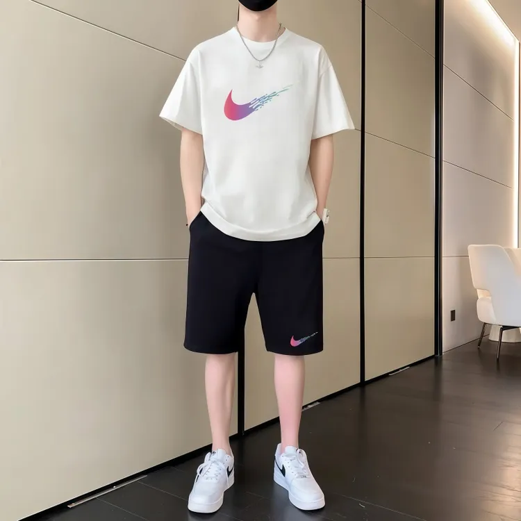 一折专区丨短袖T恤男士纯棉运动套装跑步休闲透气薄款短裤子