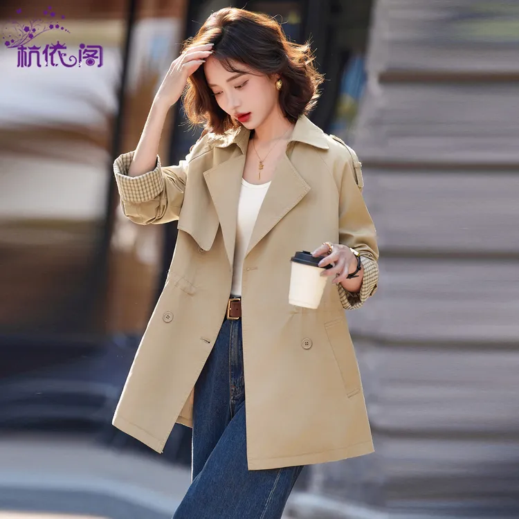 杭依阁短款风衣女2025春秋新款小个子气质休闲收腰高端英伦风外套