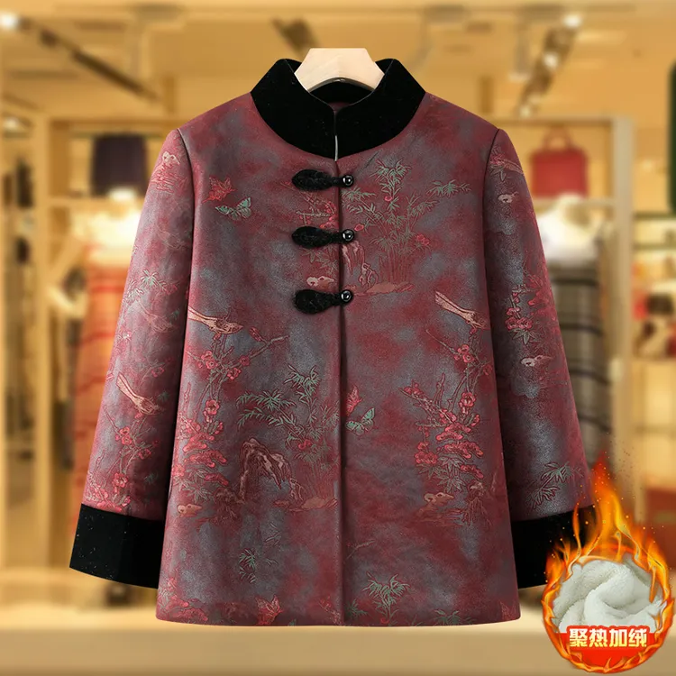 中老年人冬装女棉服奶奶冬装2024新款加绒加厚保暖外套老太太棉袄