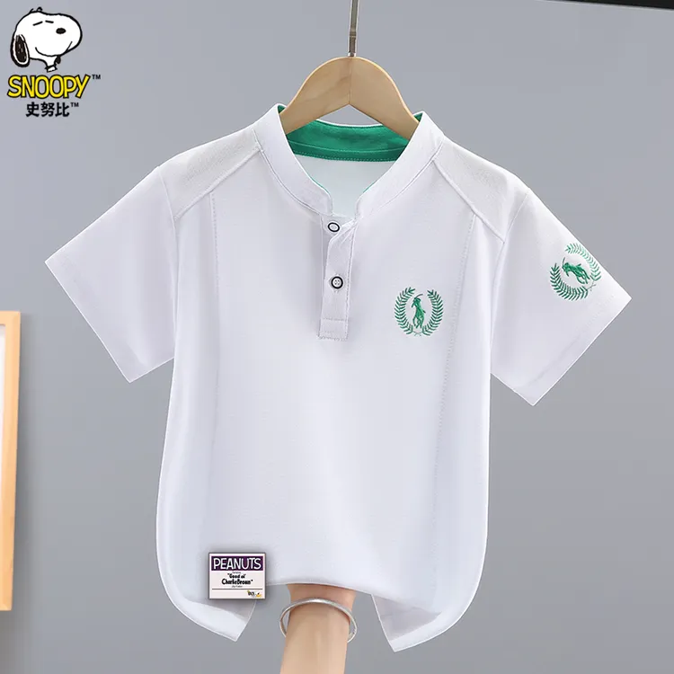 史努比男童短袖POLO衫夏季新款洋气中大童男孩立领学院风T恤上衣8