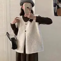 韩系简约百搭软糯慵懒风毛衣女2025秋冬新款宽松针织背心