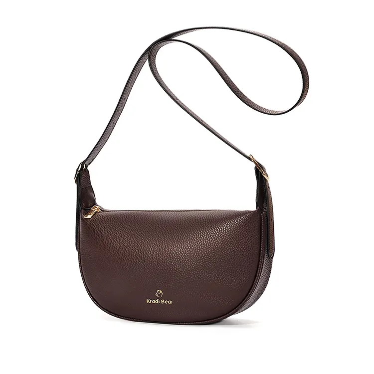 日常斜挎包时尚百搭单肩饺子包耐磨纯色压纹小众休闲