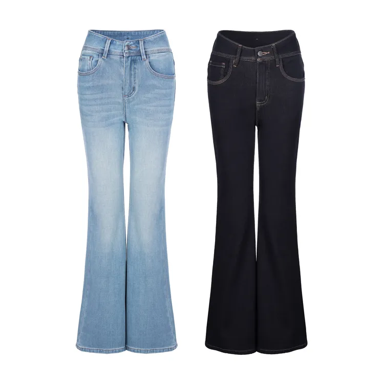 LYNEE 【加绒】高腰四面弹微喇牛仔裤 LGD2FAN008