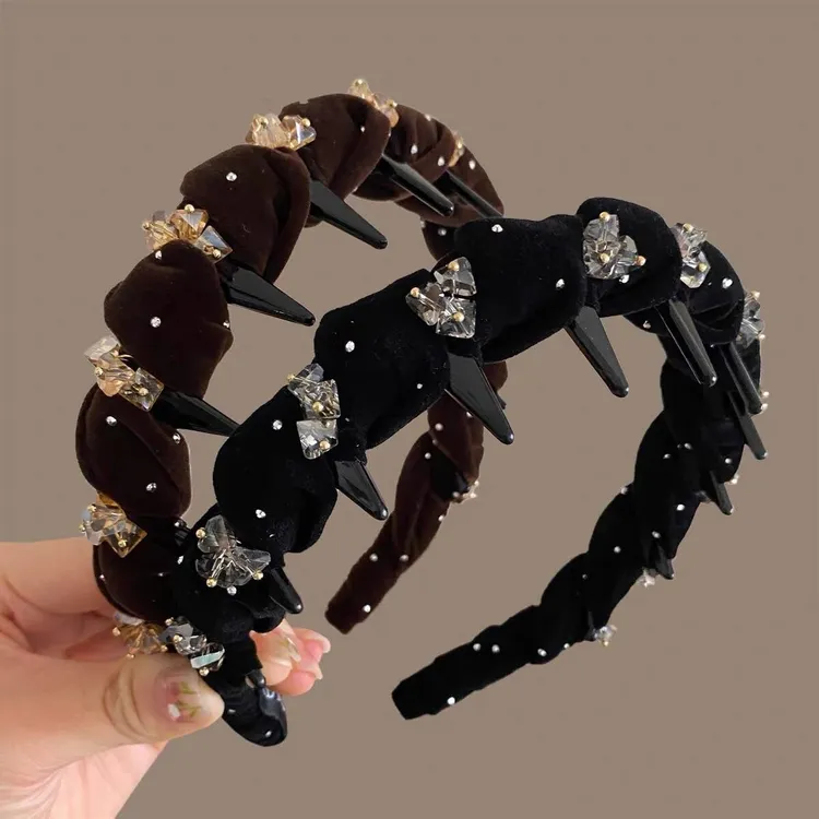 高级感水钻波浪发箍女2025新款高颅顶洗脸压发防滑头箍气质头饰品