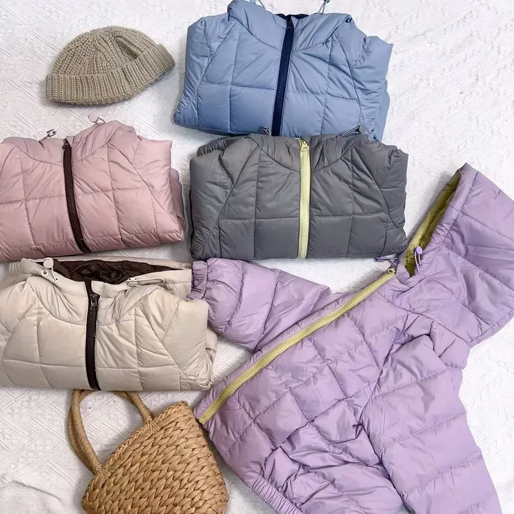 儿童90白鸭绒羽绒服中童撞色内里设计连帽保暖舒适防风