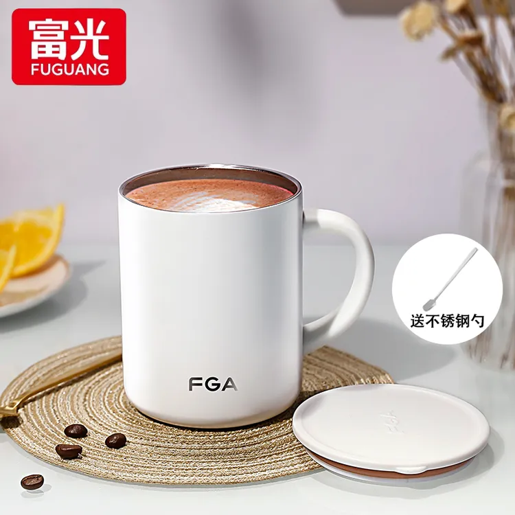 富光保温马克杯带盖勺316不锈钢办公室咖啡杯男女泡茶水杯子家用