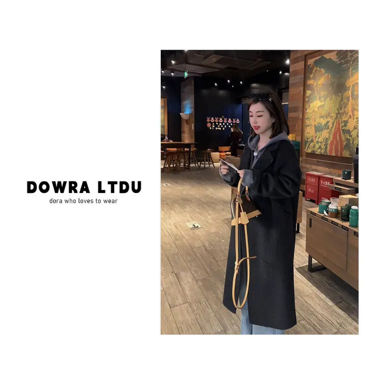 朵拉【比利时】100羊毛双面大衣2025年冬季新款翻领中长款47-2512