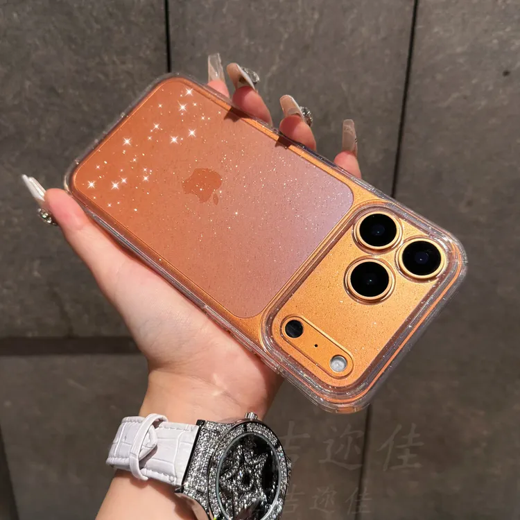 适用于苹果17promax透明细闪手机壳全包iphone17简约轻奢防摔软壳