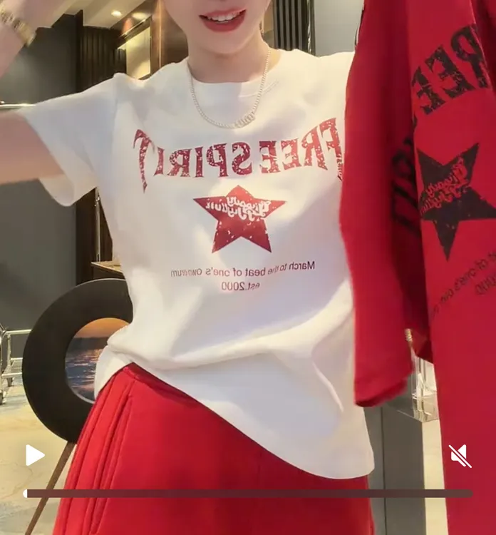 减龄百搭显瘦时尚五星短袖打底T恤【微色差】