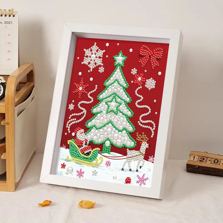 圣诞树珍珠画手工diy材料包钻石装饰画粘贴画创意摆台圣诞节礼物