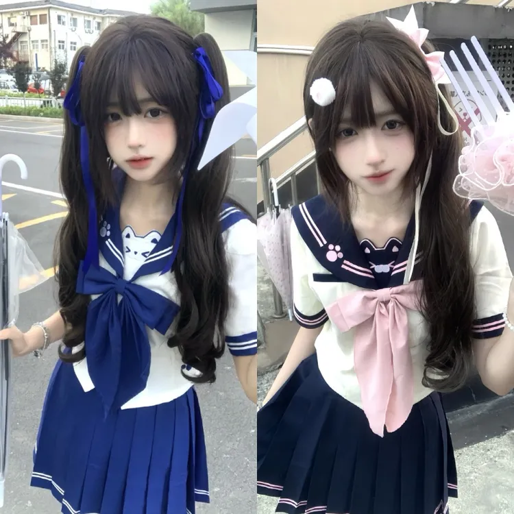 【喵喵物语】肥猫jk原创幼稚园萌款水手服女短袖夏日系百褶裙套装