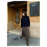 【拼构法则】时尚休闲百搭经典显瘦秋冬款绵羊毛半身中长裙#542016