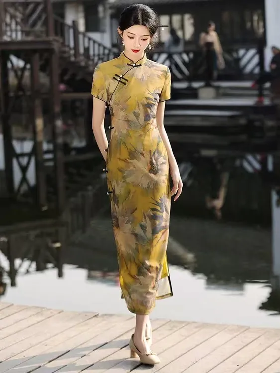 XH黄色高考送考旗袍新款年轻款夏季改良新中式高级感日常可穿