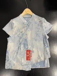 【兰竹隐】斜襟提花短款系扣印染立领上衣嬉皮部落风1209