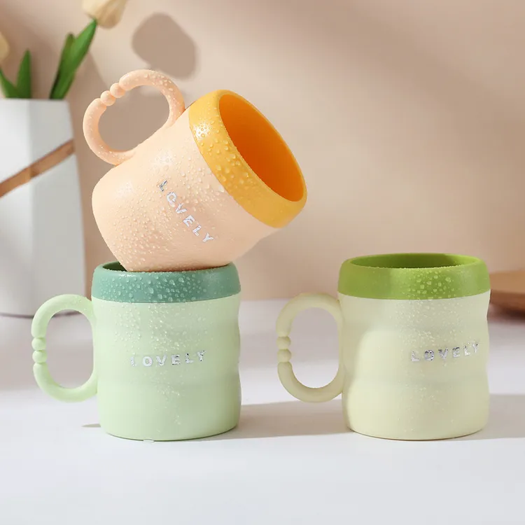 双层漱口杯仿陶瓷加厚牙刷杯家庭亲子杯情侣竹节家用简约杯刷牙杯