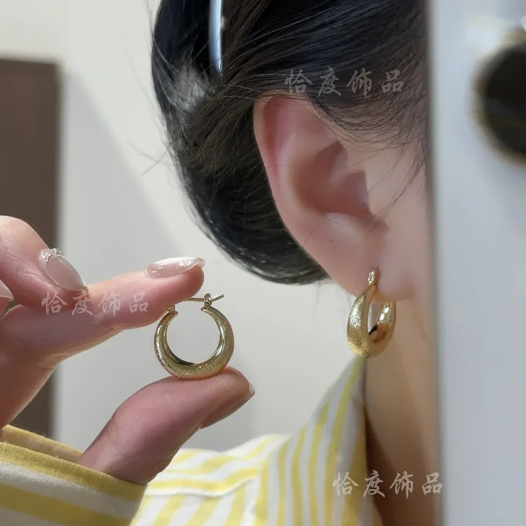 【恰度】法式金色素圈耳扣轻奢百搭