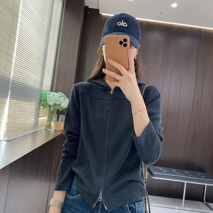 IMFLY金小金自制女装 针织开衫DYW9959秋季休闲简约纯色连帽开衫