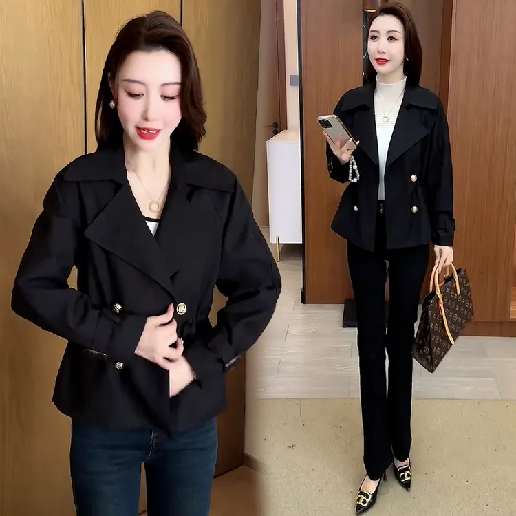 时尚短款收腰风衣外套女2025年春季新款时髦气质显瘦休闲百搭上衣