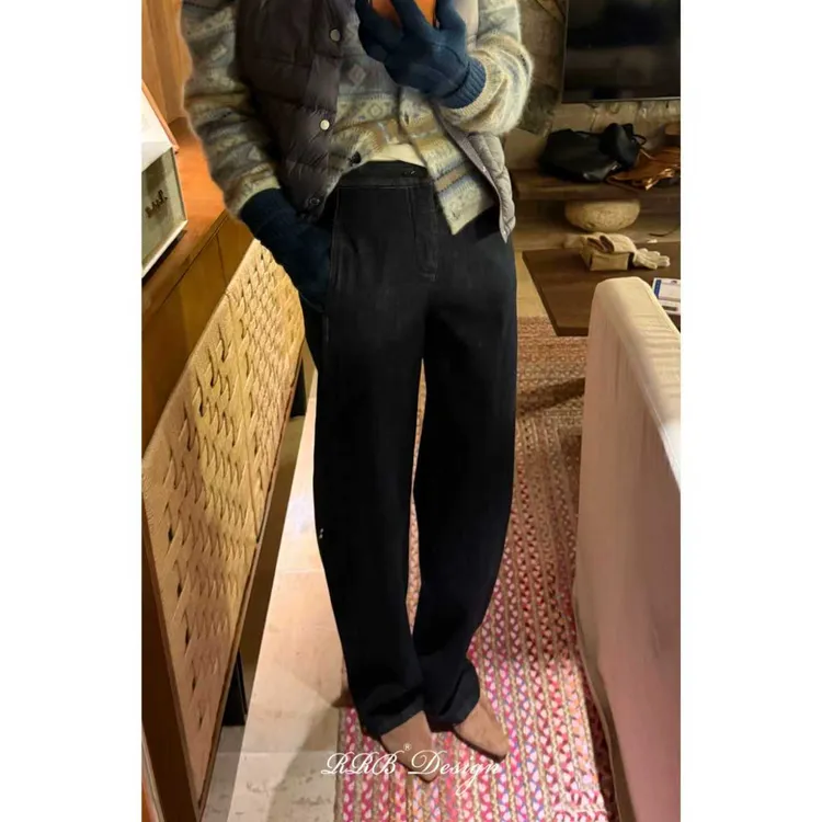 RRB Design 「万能搭神裤」莱赛尔棉加厚松紧腰廓形弯刀牛仔裤