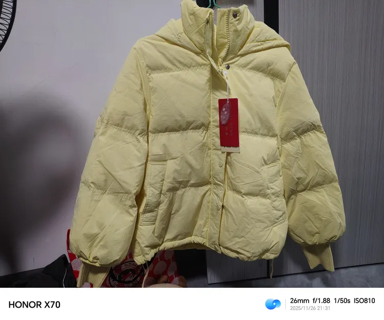 女士短款冬季小个子面包服加厚外套黄色轻薄保暖女款爆款