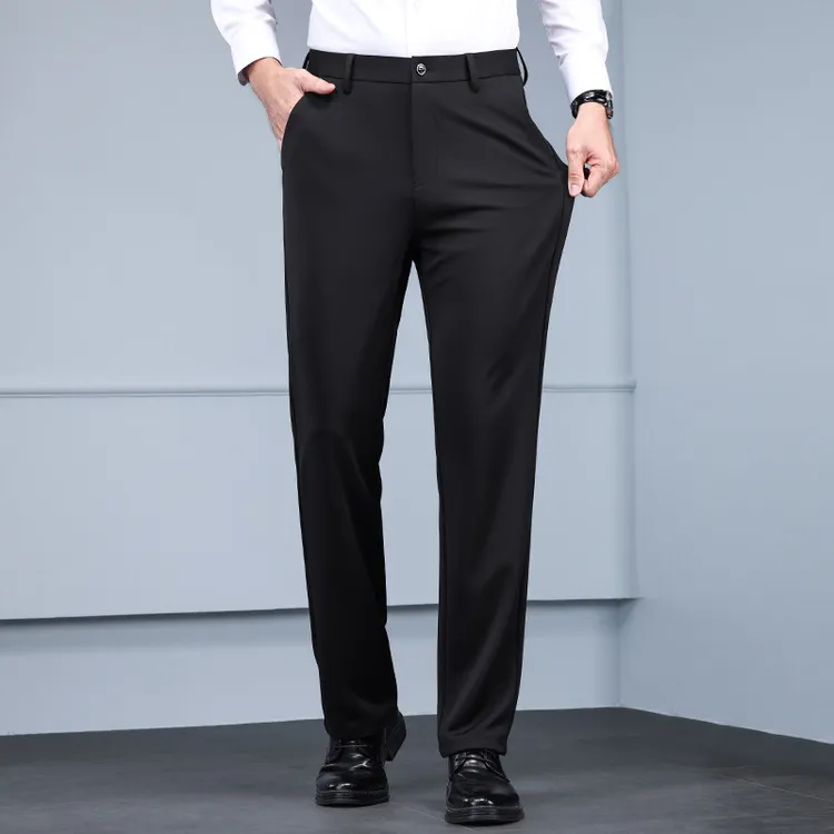 男士夏季薄款宽松直筒西装休闲裤高弹免烫商务休闲裤西裤-D902