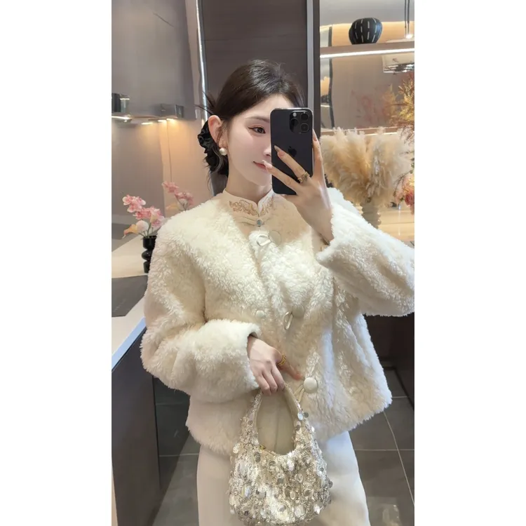 【周粥】【暖羊羊】2025秋冬新款高级小香风加厚羊毛外套预JJQ5WT6234