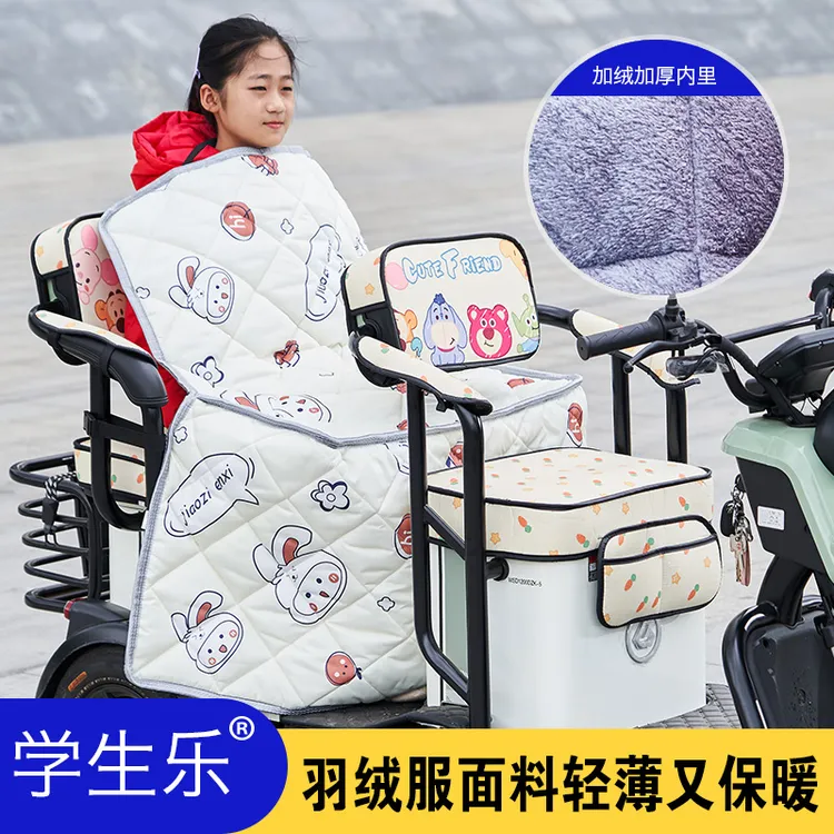电动三轮车后座挡风被双人款亲子儿童冬季加绒加厚防风罩防水加大