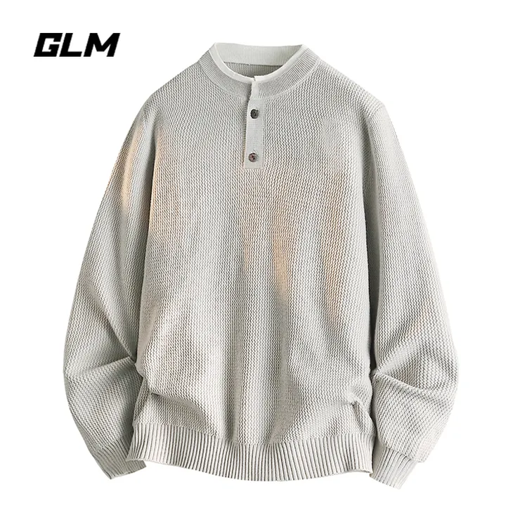 GLM假两件毛衣男士秋冬季宽松日系慵懒风拼色保暖圆领针织打底衫