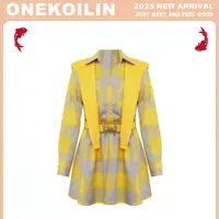 OneKoilin“魔法学院”撞色色织格纹披肩连衣裙套装 MFXY