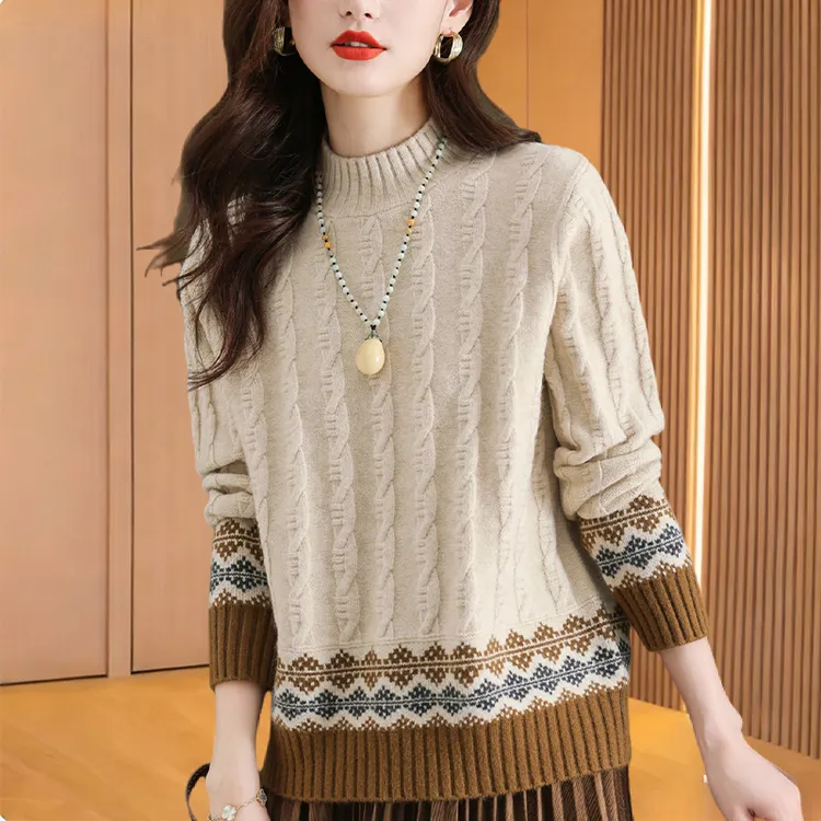 减龄针织打底衫2025新款潮牌女装秋冬时尚洋气时髦毛衣半高领上衣