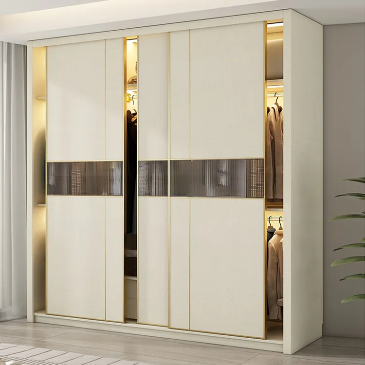 实木推拉门衣柜新款2025年爆款家用卧室小户型储物移门大衣橱定制