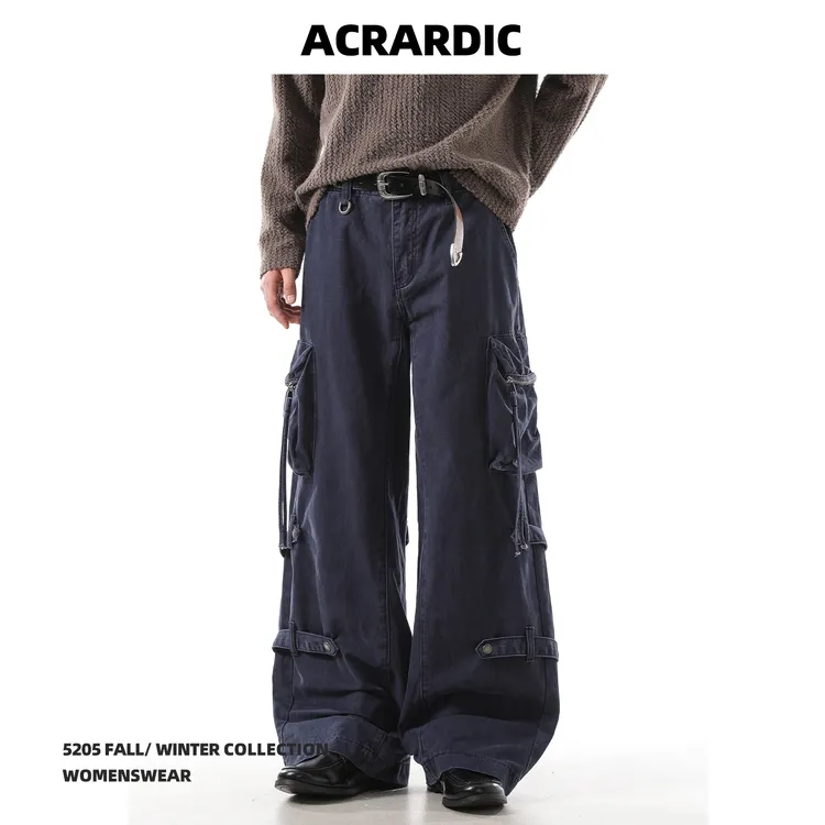 ACRARDIC自带造型感工装裤男美式vibe大口袋绑带设计宽松休闲裤潮