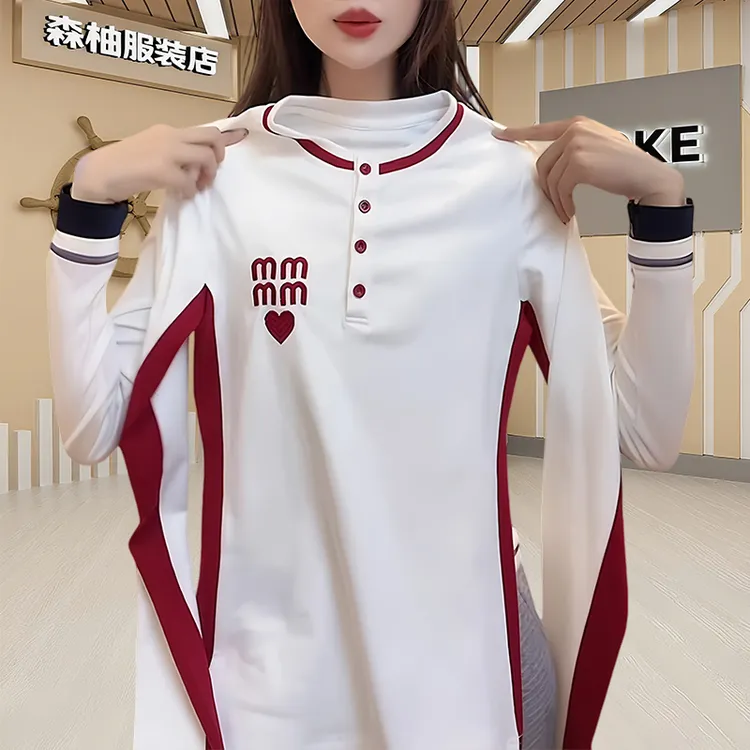 时尚洋气慵懒风圆领长袖内搭打底衫小众高级感女装德绒上衣春秋季