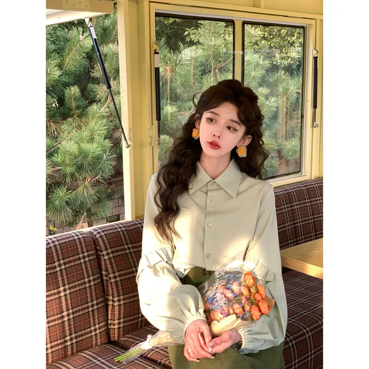 余紫绮【柳拂翠】春季新款长袖衬衫女百搭上衣ZS1113136
